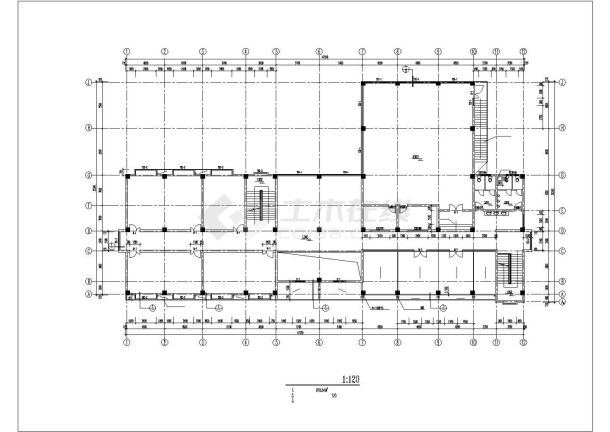 贵阳市某商业街3900平米3层框架休闲会所建筑设计CAD图纸-图一