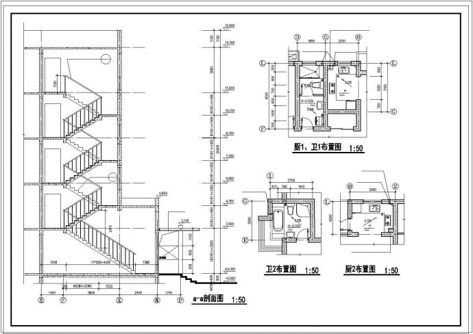 两套双拼别墅cad建筑施工设计图纸_图1