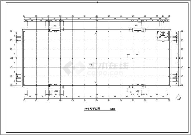 厂房设计_长96米 宽36米 单层工业厂房车间建筑方案设计图【平立剖】CAD设计施工图纸-图二