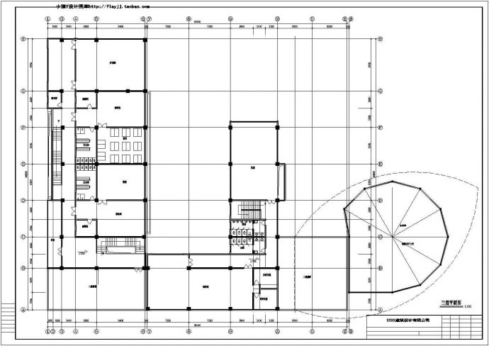 天津某社区2900平米3层框架结构社区幼儿园平立剖面设计CAD图纸_图1