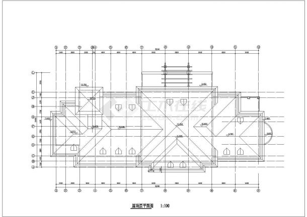 1630平米3层框架结构休闲会所平立剖面设计CAD图纸（含阁楼）-图一