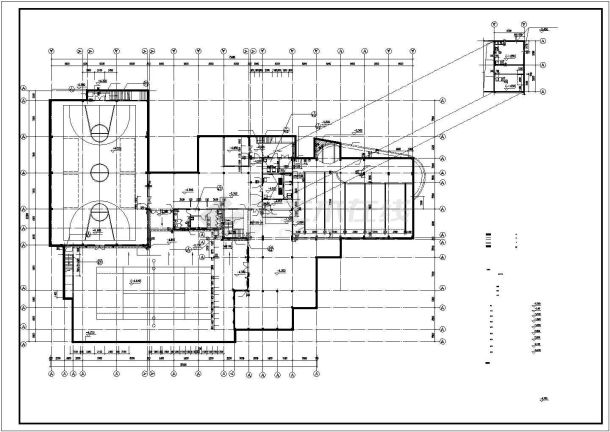 3220平米2层框架结构休闲会所建筑设计CAD图纸（含夹层和地下层）-图一