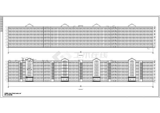 长148.32米 宽18.4米 6层学生公寓楼建筑设计图-图一