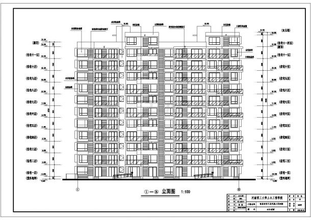 湖州市某小区8100平米12层框架结构住宅楼全套建筑设计CAD图纸-图二