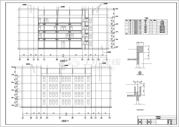 武汉某中学6500平米四层框架结构教学楼建筑设计CAD图纸-图二