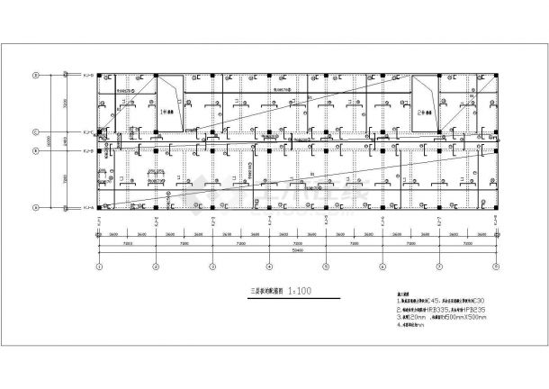 淄博市某中学5300平米六层框混结构教学楼结构设计CAD图纸-图一