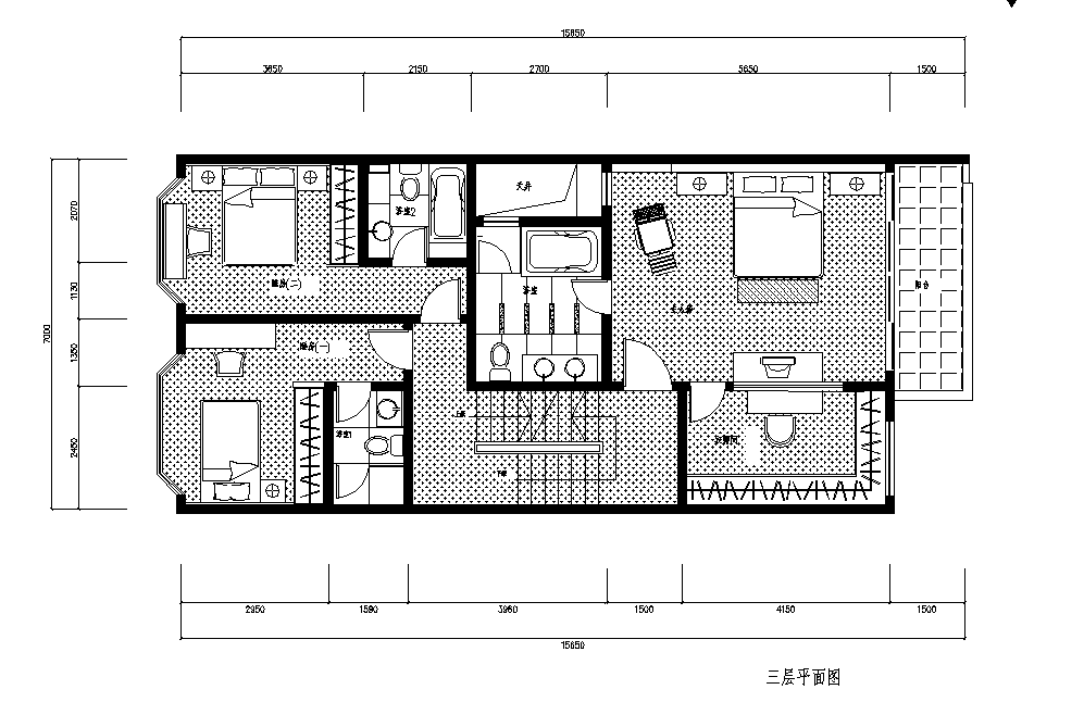 南京多层小栋别墅装修设计施工cad图纸
