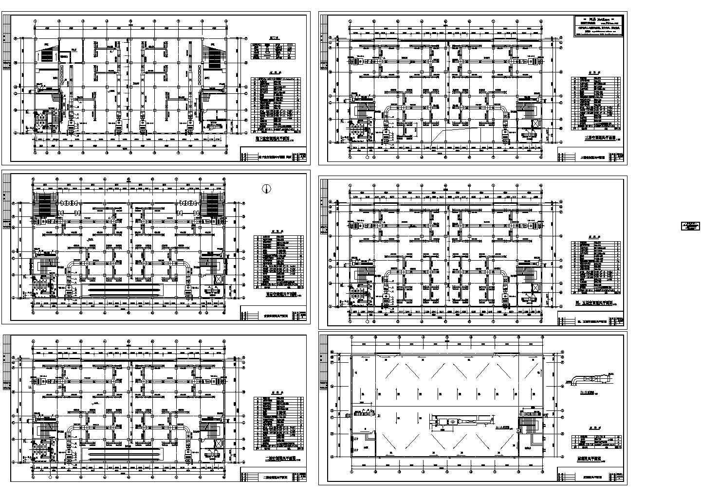 中型商场中心建筑中央空调工程全套系统设计施工cad图