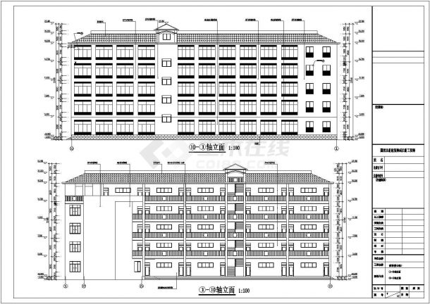 无锡市某中学某五层框架结构教学楼建筑设计CAD详图-图二