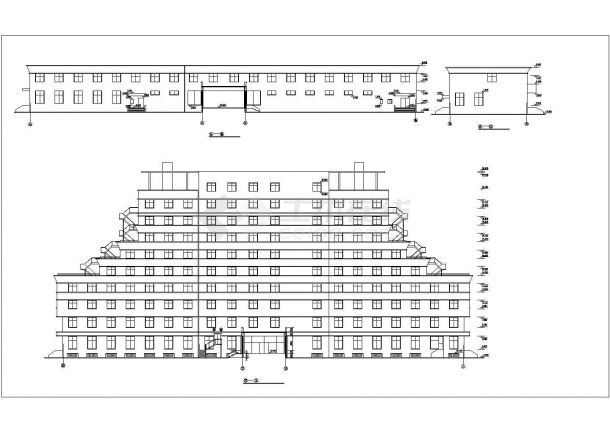 武汉某商业街6800平米10层框架结构商务酒店全套建筑设计CAD图纸-图一