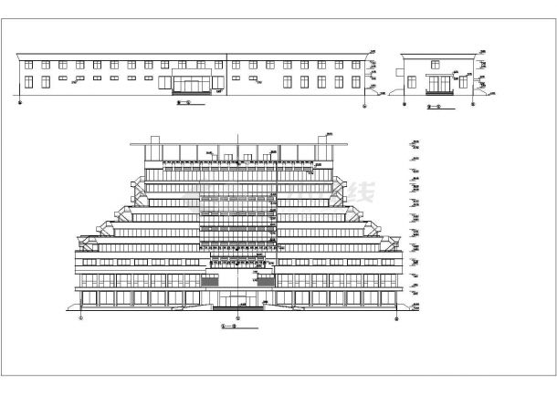 武汉某商业街6800平米10层框架结构商务酒店全套建筑设计CAD图纸-图二