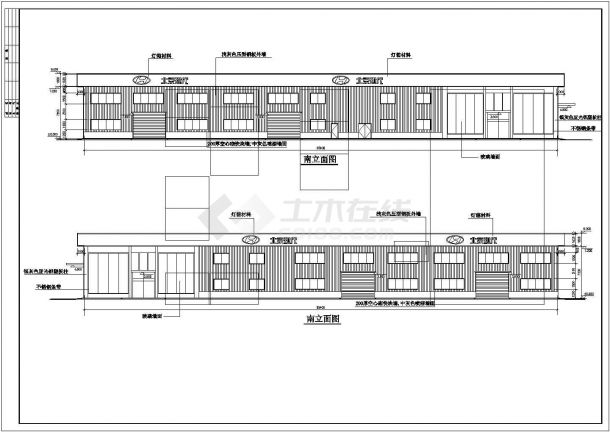 某汽车4S店1200平米2层框架结构汽车展厅建筑设计CAD图纸-图二
