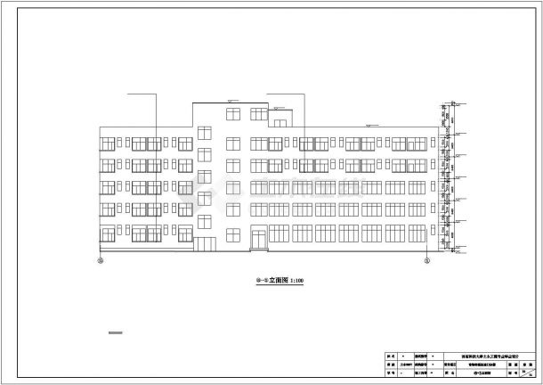 金华市某医院5500平米5+1层框架结构住院大楼建筑设计CAD图纸-图一