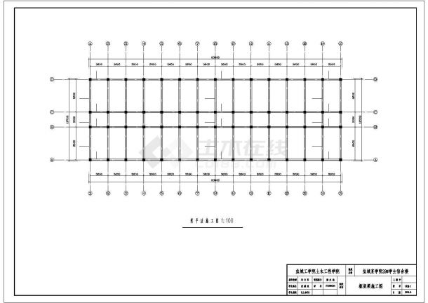 某公司占地850平米6层框架结构宿舍楼建筑+结构设计CAD图纸-图二