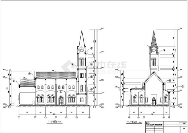 欧式教堂建筑施工cad设计方案图纸cad 图纸-图一