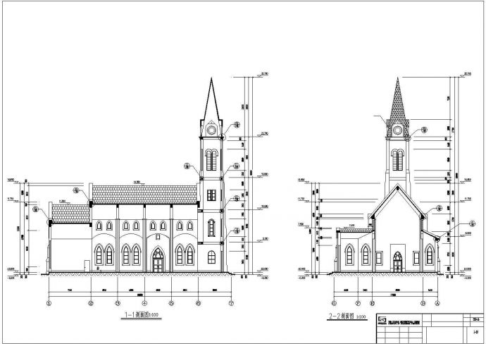 欧式教堂建筑施工cad设计方案图纸cad 图纸_图1