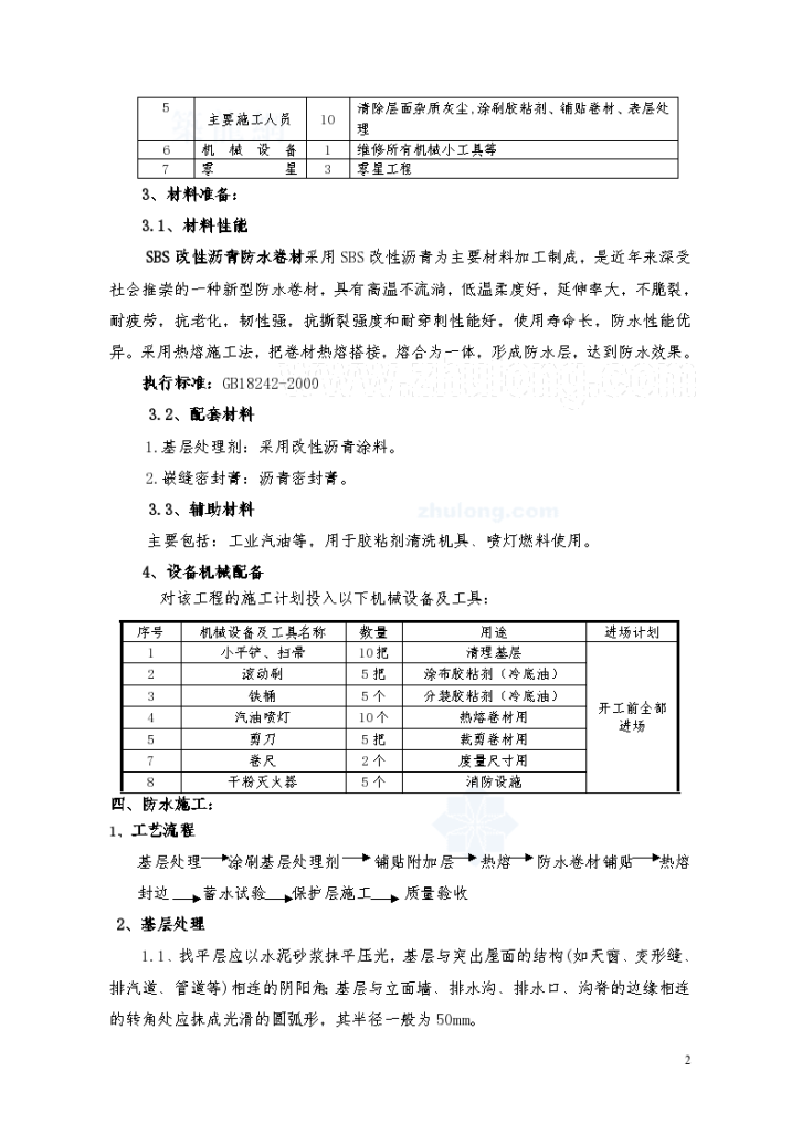 SBS改性沥青防水卷材屋面防水施工工艺（热熔法）-图二