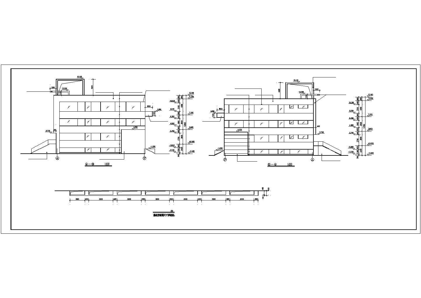 3600平米3层框架结构青少年活动中心建筑CAD设计图纸（含地下室）
