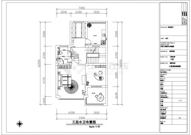 长11.05米 宽7.4米 3层别墅给排水设计图水电气设计图-图一