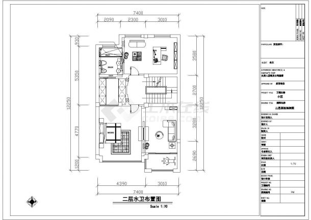 长11.05米 宽7.4米 3层别墅给排水设计图水电气设计图-图二
