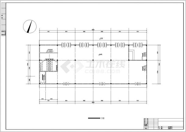 3200平米6层框架结构高档宾馆平面设计CAD图纸（1-2层商铺/2套方案）-图一