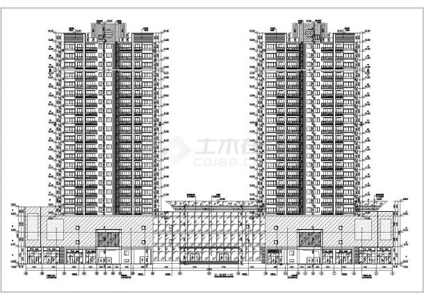 某大型超高层框架结构商住楼建筑设计CAD图纸（1-3层商用）-图二