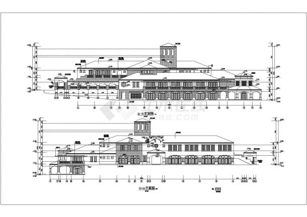 长沙市某社区3层框架结构休闲会所建筑设计CAD图纸-图一