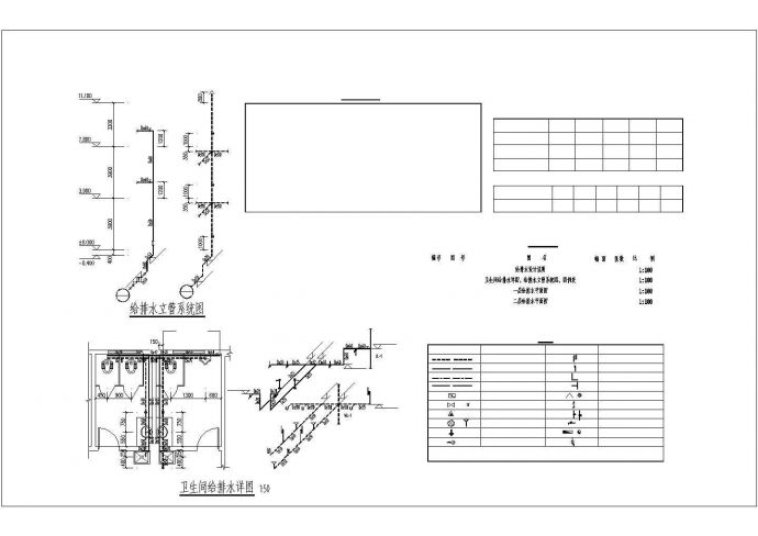 杭州某艺术学院490平米双层框混结构排练室给排水设计CAD图纸_图1
