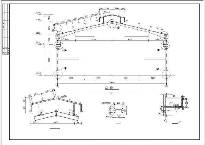 厂房设计_某24米跨门式刚架轻型房屋钢结构厂房整套cad图纸_图1
