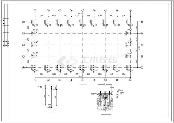 厂房设计_某24米跨门式刚架轻型房屋钢结构厂房整套cad图纸-图二
