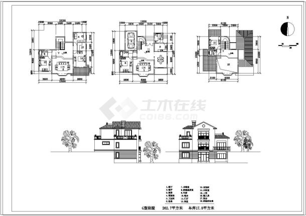 13套别墅建筑设计cad施工精选图纸-图二