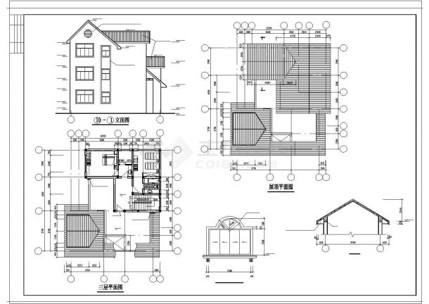 某地别墅结构建筑设计方案CAD施工图纸-图二