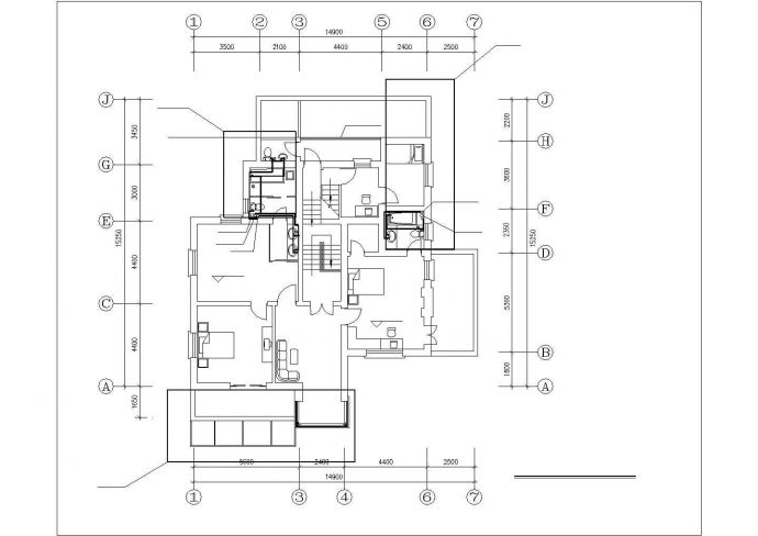 长18.4米 宽15.1米 2层别墅给排水设计图_图1