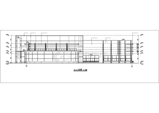 石家庄某小区1500平米2层框架结构活动会所平立剖面设计CAD图纸-图二