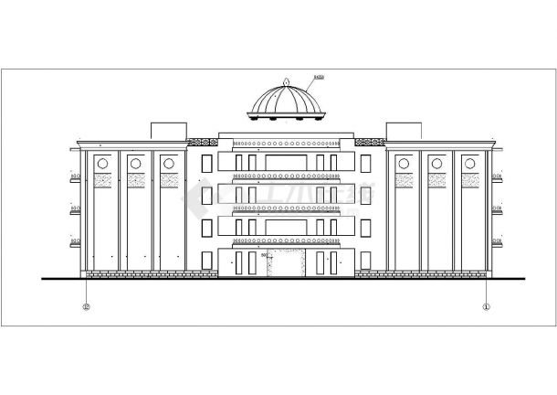 锦州市某社区4层框架结构活动会所建筑设计CAD图纸-图一