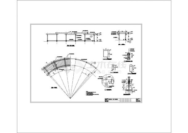 弧型花架施工图 CAD图纸设计-图一