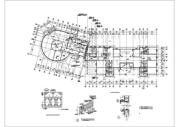  某地1100平米3层框混结构高档招待所建筑设计CAD图纸-图二