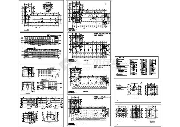 4层5058.85㎡L型框架结构办公宿舍车间工厂综合楼建筑施工图-图一