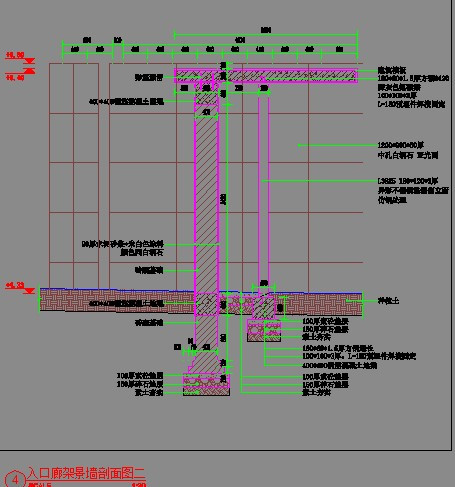 新中式 入口门廊及水景 全套详图 平立剖 节点 及结构 全套施工图 钢混基础结构