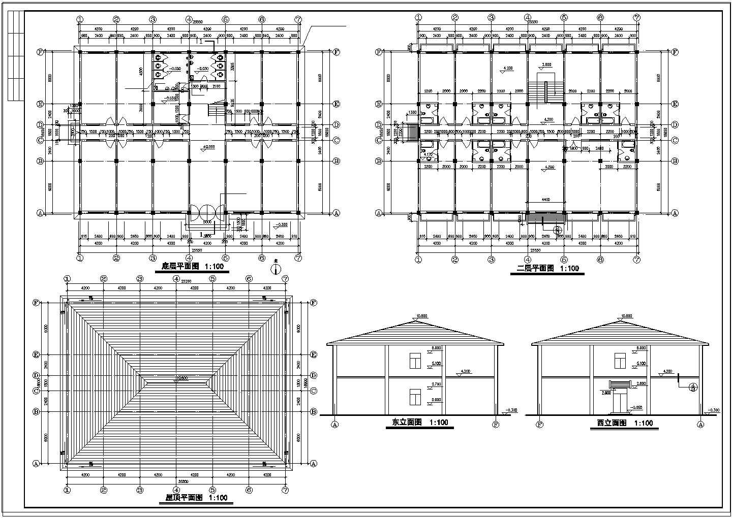 办公楼设计_北方小办公楼建筑CAD施工设计图纸