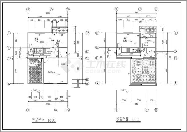 宁波市某村镇380平米4层框架结构乡村别墅全套平立剖面设计CAD图纸-图一