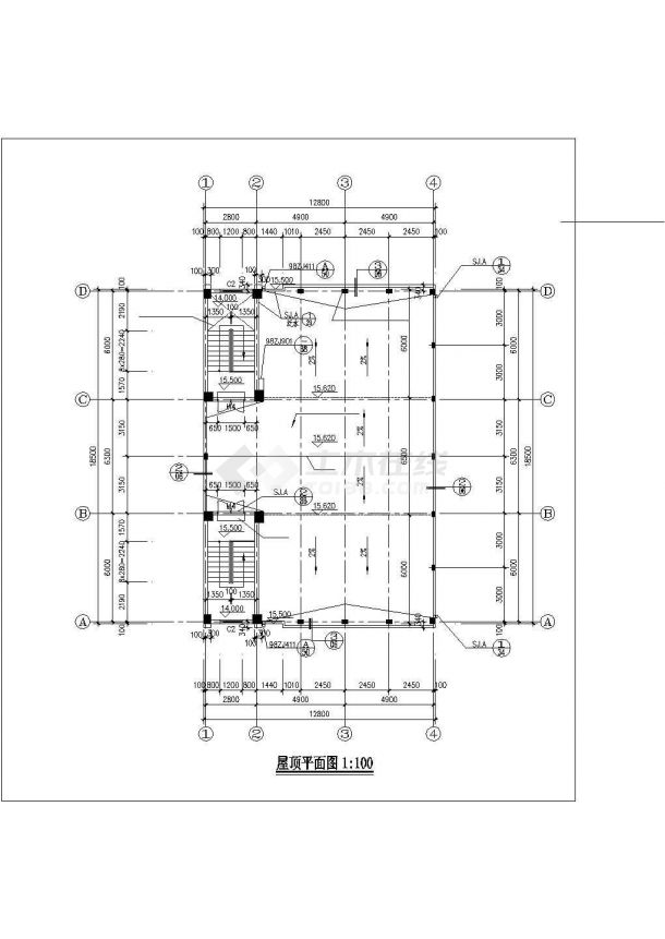 西安某城中村620平米4层砖混结构临街商住楼建筑设计CAD图纸-图一