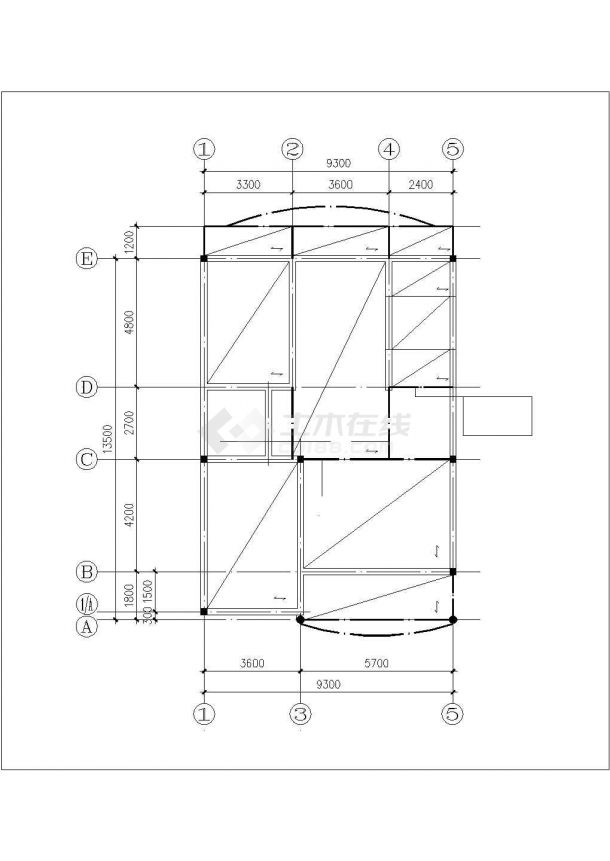 620平米4层砖混结构自建民居楼建筑设计CAD图纸（含阁楼层）-图一