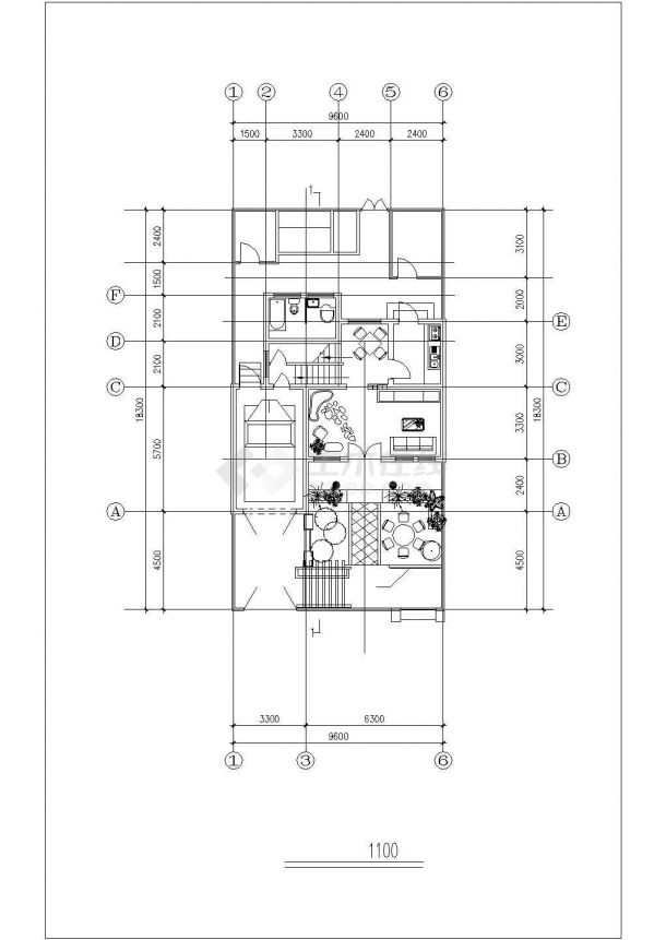 2层框混结构双拼别墅平立剖面设计CAD图纸（每户240平米/含错层）-图二