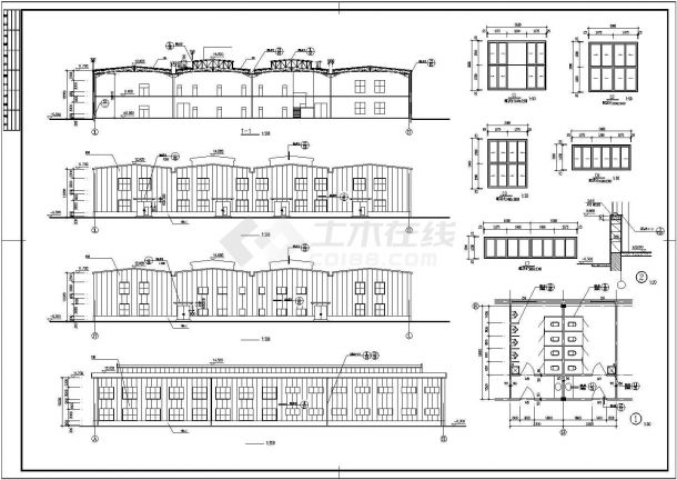 兰州市某食品厂6500平米2层框架结构生产车间平立剖面设计CAD图纸-图二