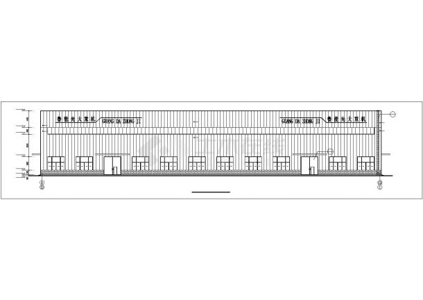 镇江市某工厂5100平米单层钢结构生产车间平立剖面设计CAD图纸-图二