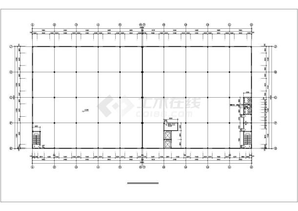 天津某工厂2000平米3层框架结构生产车间建筑设计CAD图纸-图一