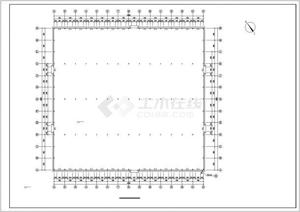 南宁市某工厂单层钢框架结构生产厂房全套结构设计CAD图纸-图一