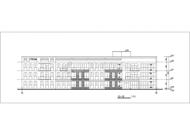 西安某小区1950平米3层框架结构艺术幼儿园平立剖面设计CAD图纸-图一