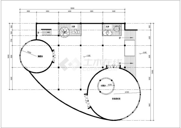 天津某小区2600平米4层框架结构现代化幼儿园平立剖面设计CAD图纸-图一
